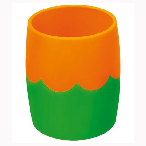 стакан для канцелярских принадлежностей двухцветный пластиковый СН503 Стамм зеленый/оранжевый