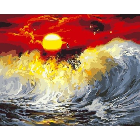 картина по номерам 40х50см GX9990 “Багряный закат”