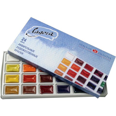 краски акварельные художественные набор 24 цвета Ладога 2041026