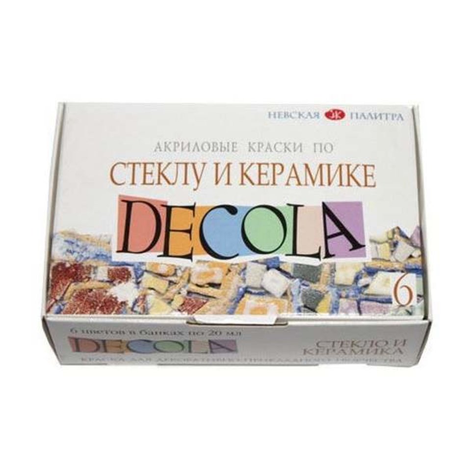 краски акриловые художественные набор 6 цветов DECOLA Стекло Керамика 4041026