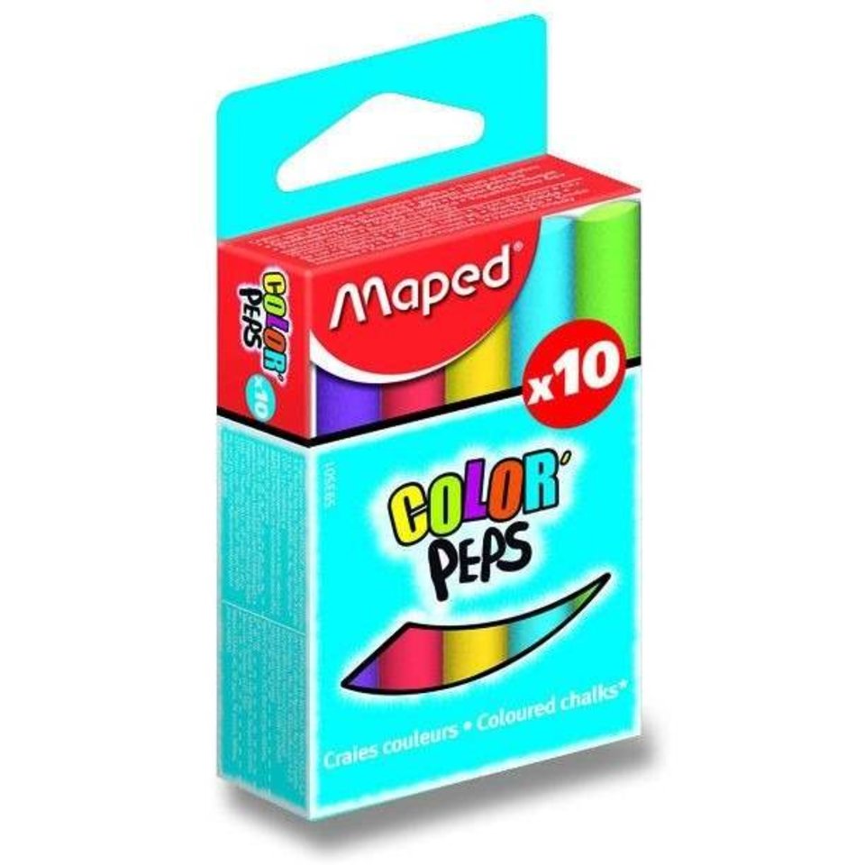 мелки школьные цветные 10 цветов круглые "без пыли" MAPED 593501
