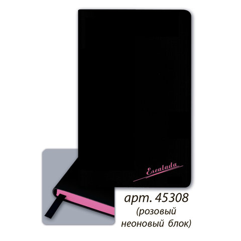 ежедневник недатированный А5 Софт-тач интегральный черный розовый блок 45308 Escalada