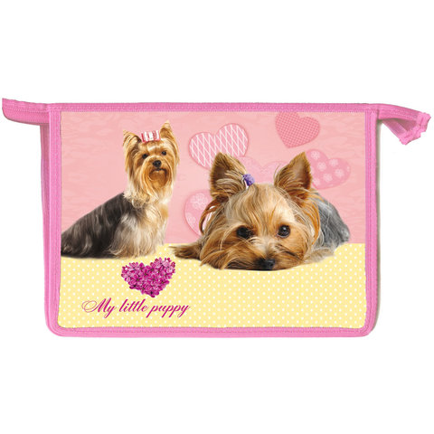 папка для тетрадей А4 Два щенка на молнии П-8978