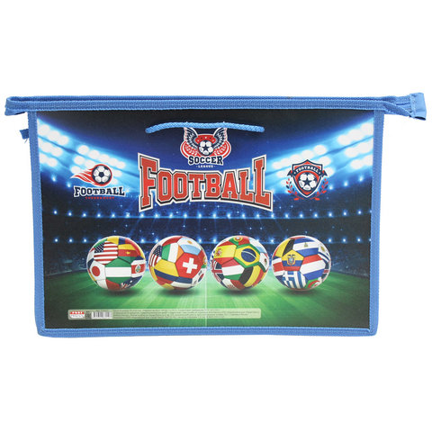 папка для тетрадей А4 с ручками Мировой футбол на молнии П-6010