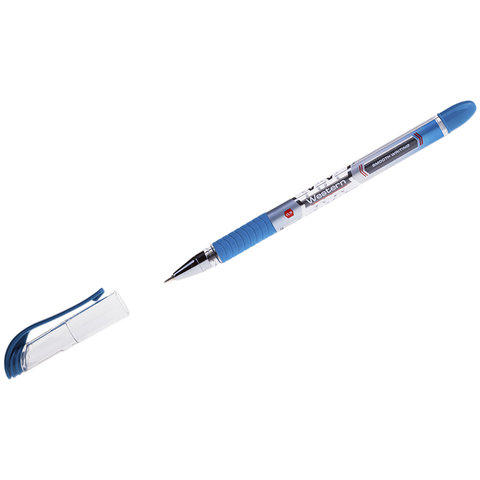 ручка шариковая Berlingo Western синяя, игольчатый наконечник, резиновая вставка