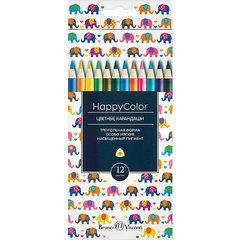 цветные карандаши 12 цветов Bruno Visconti HAPPYCOLOR трехгранные