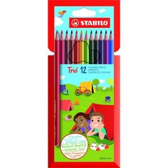 цветные карандаши 12 цветов STABILO TRIO Трехгранные