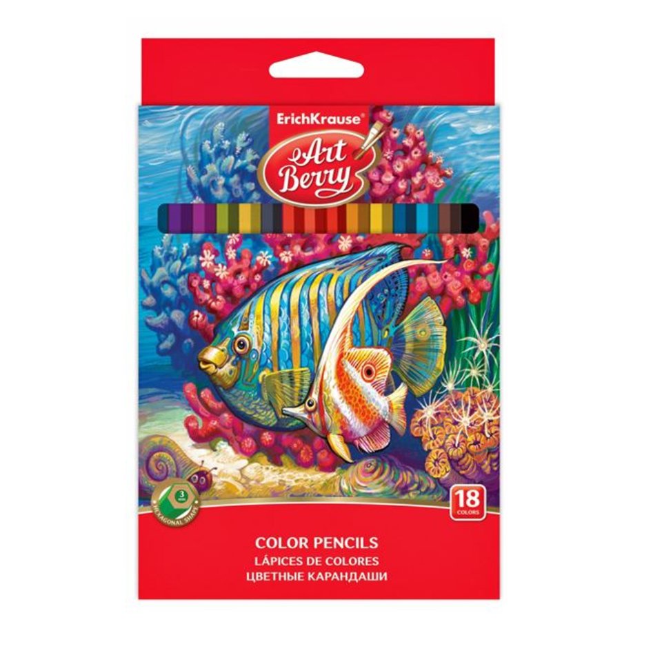цветные карандаши 18цв Подводный мир 32879