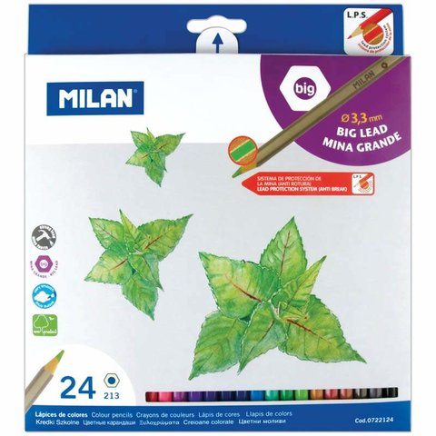 цветные карандаши 24 цвета MILAN "213" Утолщенный грифель