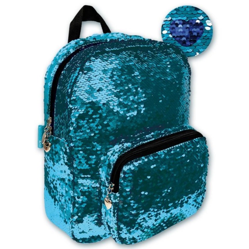 рюкзак для девочки с пайетками Голубой+синий 46429
