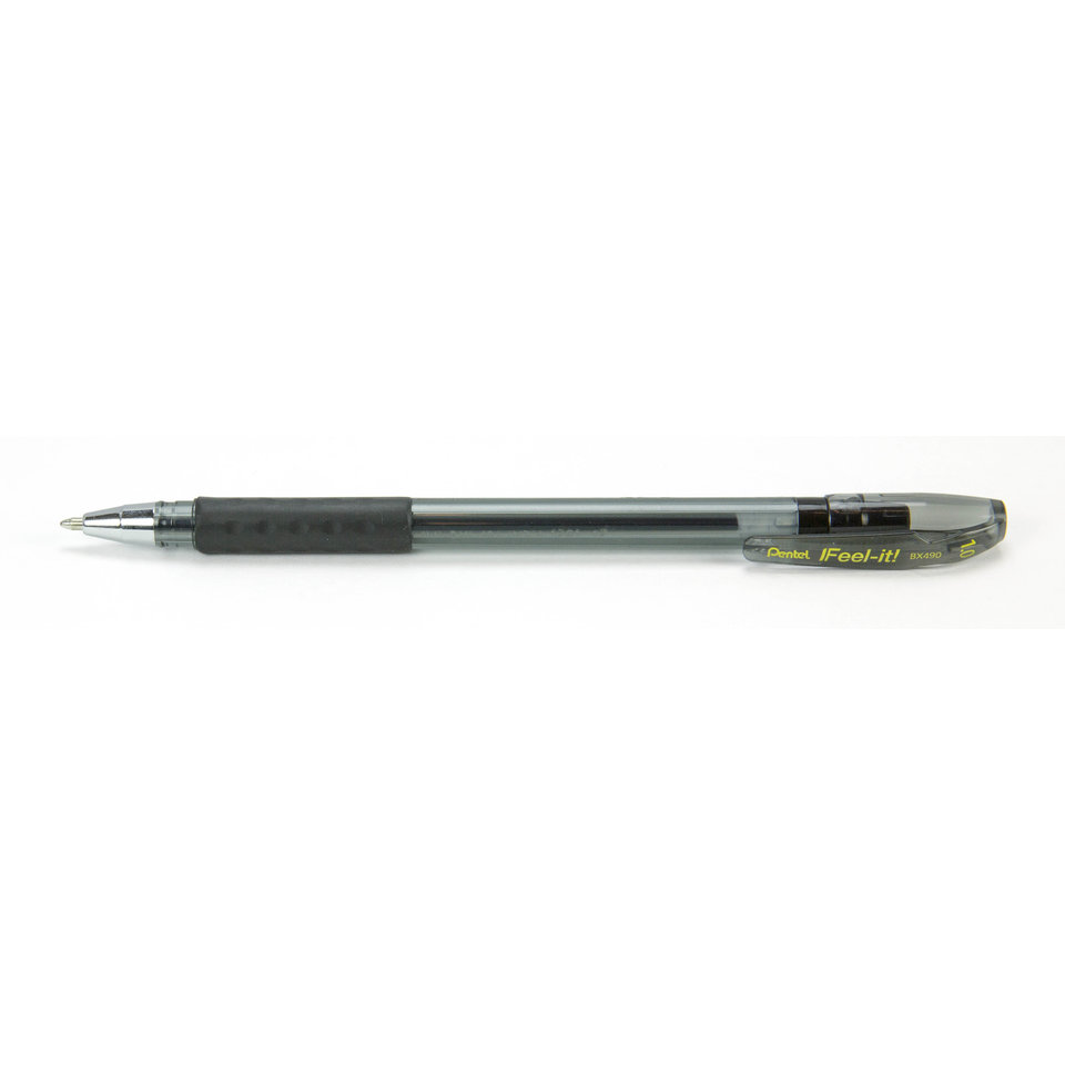 ручка шариковая Pentel Feel It! черная, металлический наконечник,3-х гранная