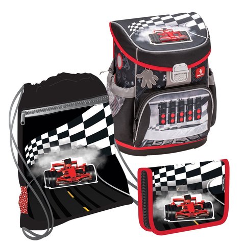 ранец для мальчика Belmil Mini-Fit Speed Racing с сумкой для обуви и пеналом 405-33/613