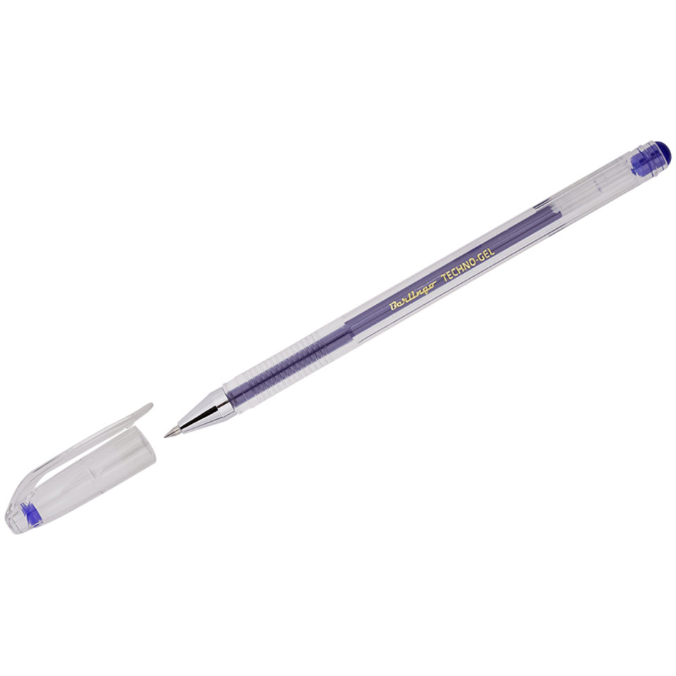 ручка гелевая Berlingo Techno Gel синяя прозрачный корпус металлический наконечник