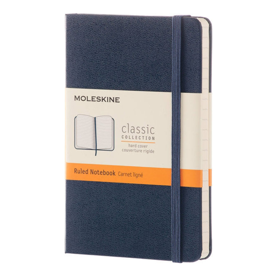 блокнот Moleskine А6 96 листов Classic на резинке линия синий 385231