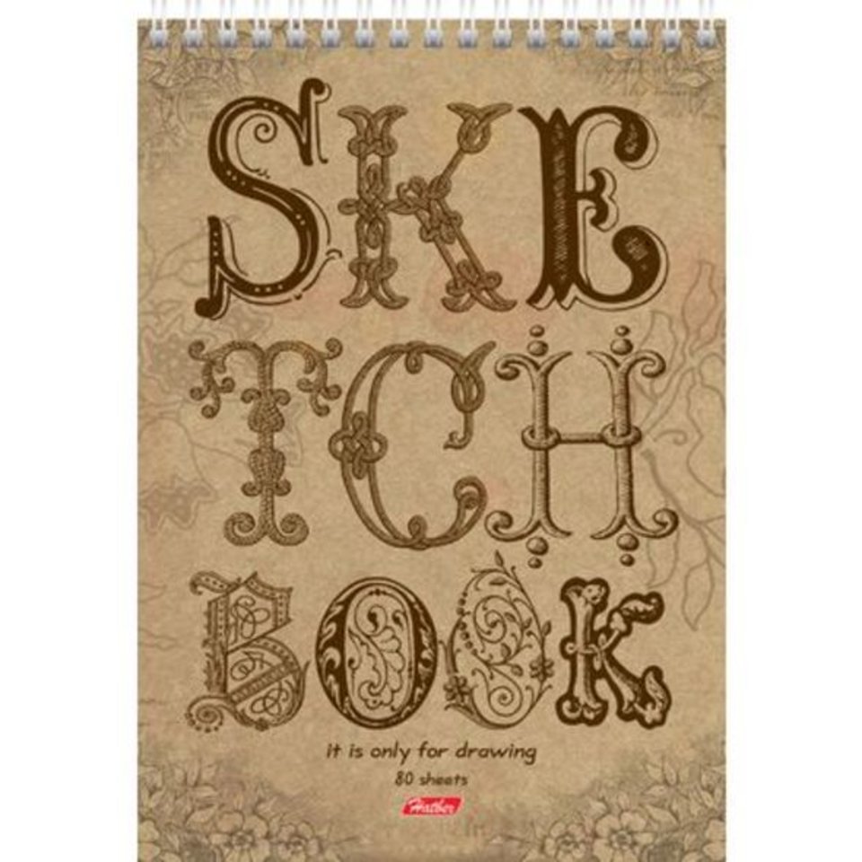 скетчбук А5 80 листов Крафт твердая подложка на гребне 17235 (049512)