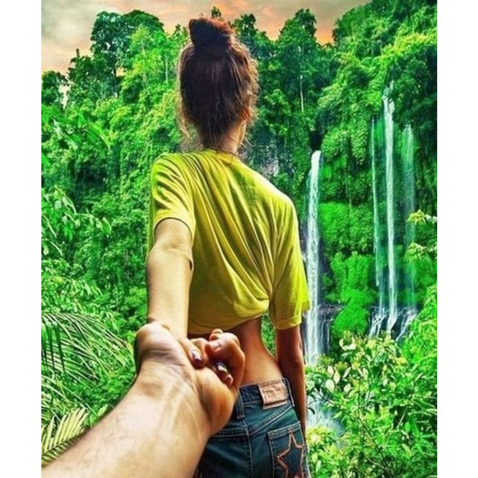 картина по номерам 40х50см GX30359 “Следуй за мной Водопад на Бали”
