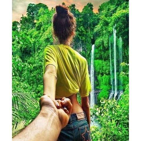 картина по номерам 40х50см GX30359 “Следуй за мной Водопад на Бали”