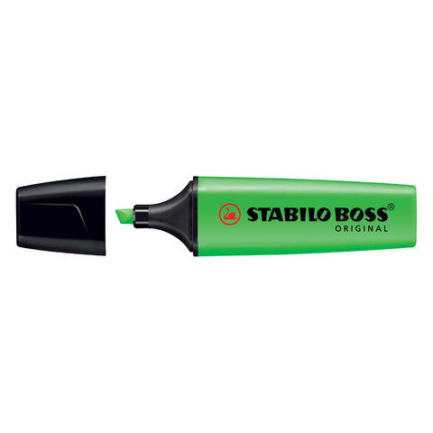 маркер текстовыделитель скошенный наконечник STABILO BOSS зеленый
