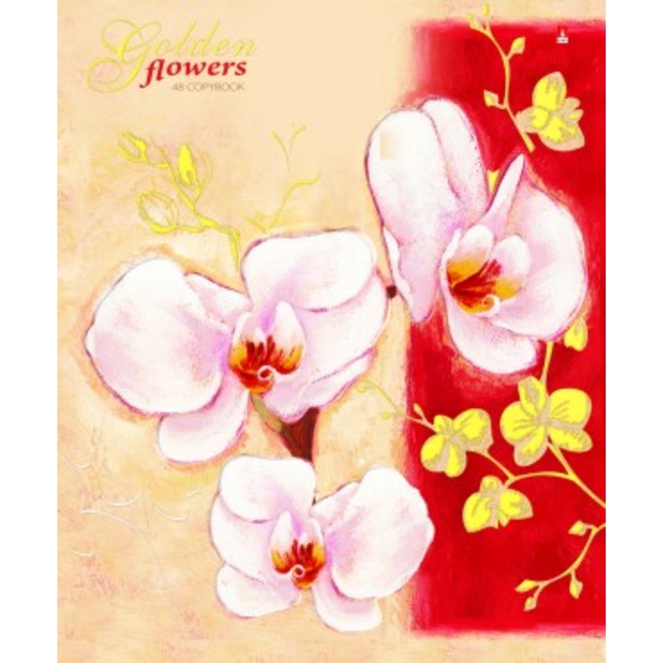 тетрадь 48 листов Цветы, золото 7-48-863 в клетку