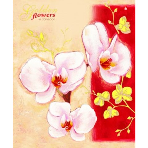 тетрадь 48 листов Цветы, золото 7-48-863 в клетку