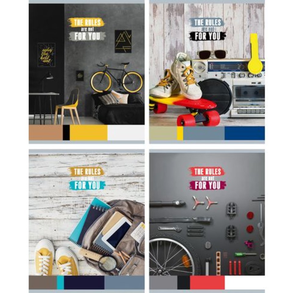 тетрадь 48 листов Правила для себя 4 дизайна в клетку 7602 BG