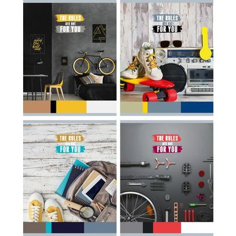 тетрадь 48 листов Правила для себя 4 дизайна в клетку 7602 BG