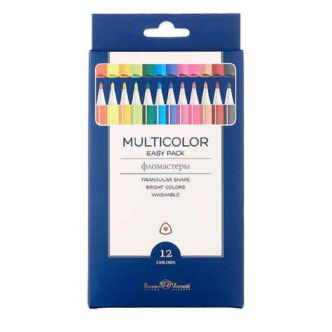 фломастеры набор 12 цветов Bruno Visconti Multicolor Easy Pack трехгранные