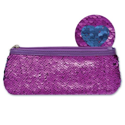 косметичка для девочки Малиновый + синий пайетки 46406