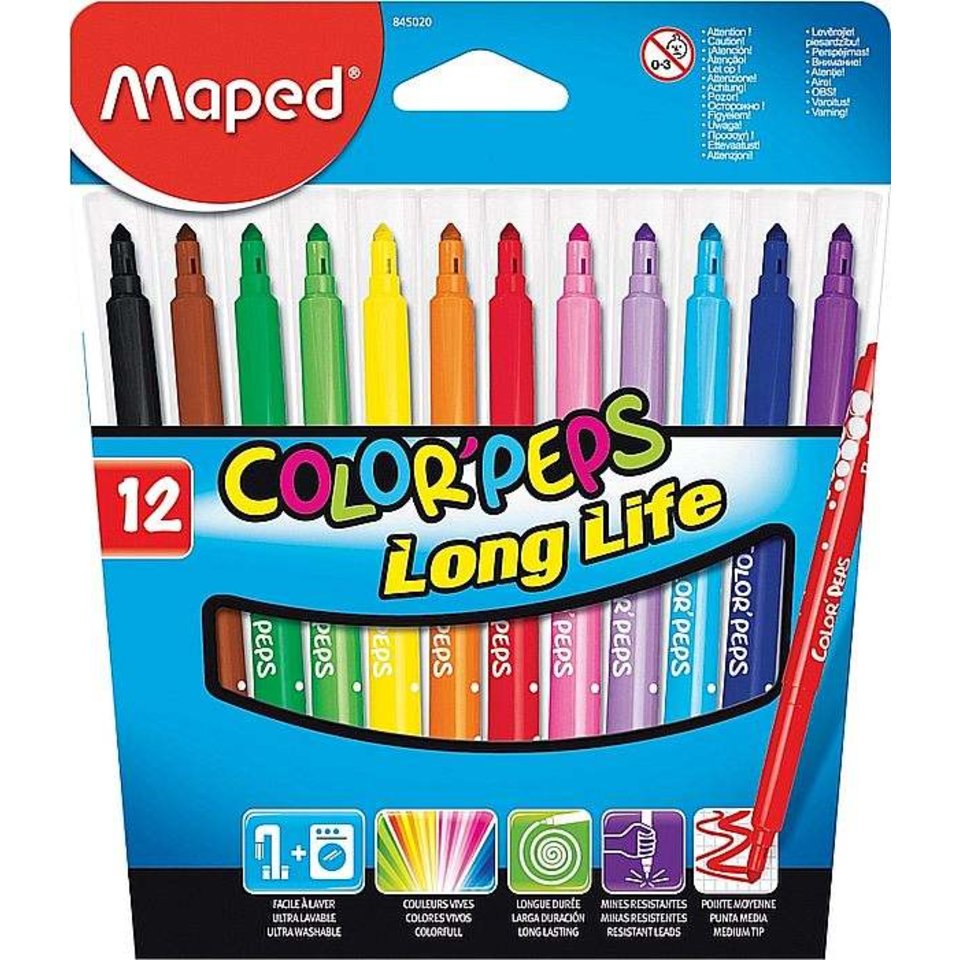 фломастеры набор 12 цветов MAPED Color Peps Трехгранные 845020