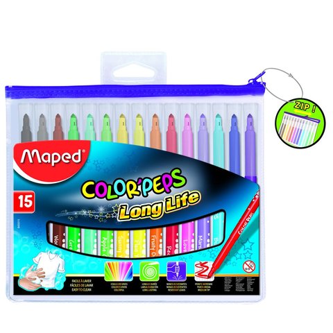 фломастеры набор 15 цветов MAPED Color Peps Трехгранные 845015