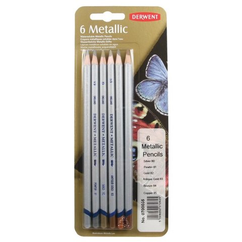 цветные карандаши 6 цветов DERWENT Metallic