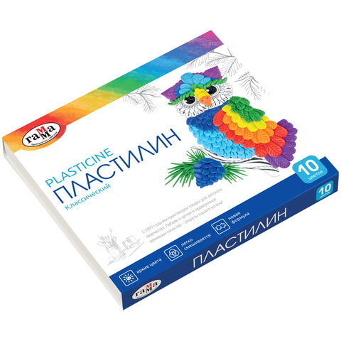 пластилин 10 цветов 200гр. Классический со стеком