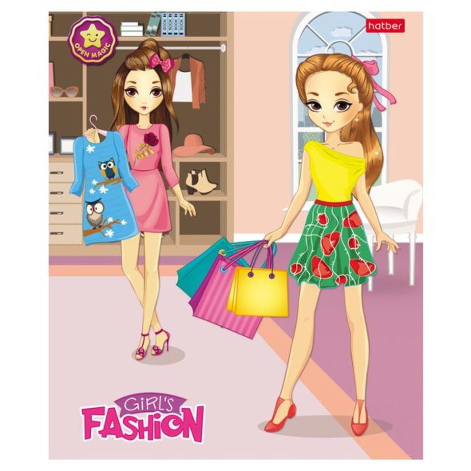 тетрадь 48 листов Fashion Girl в клетку (054492) Хатбер