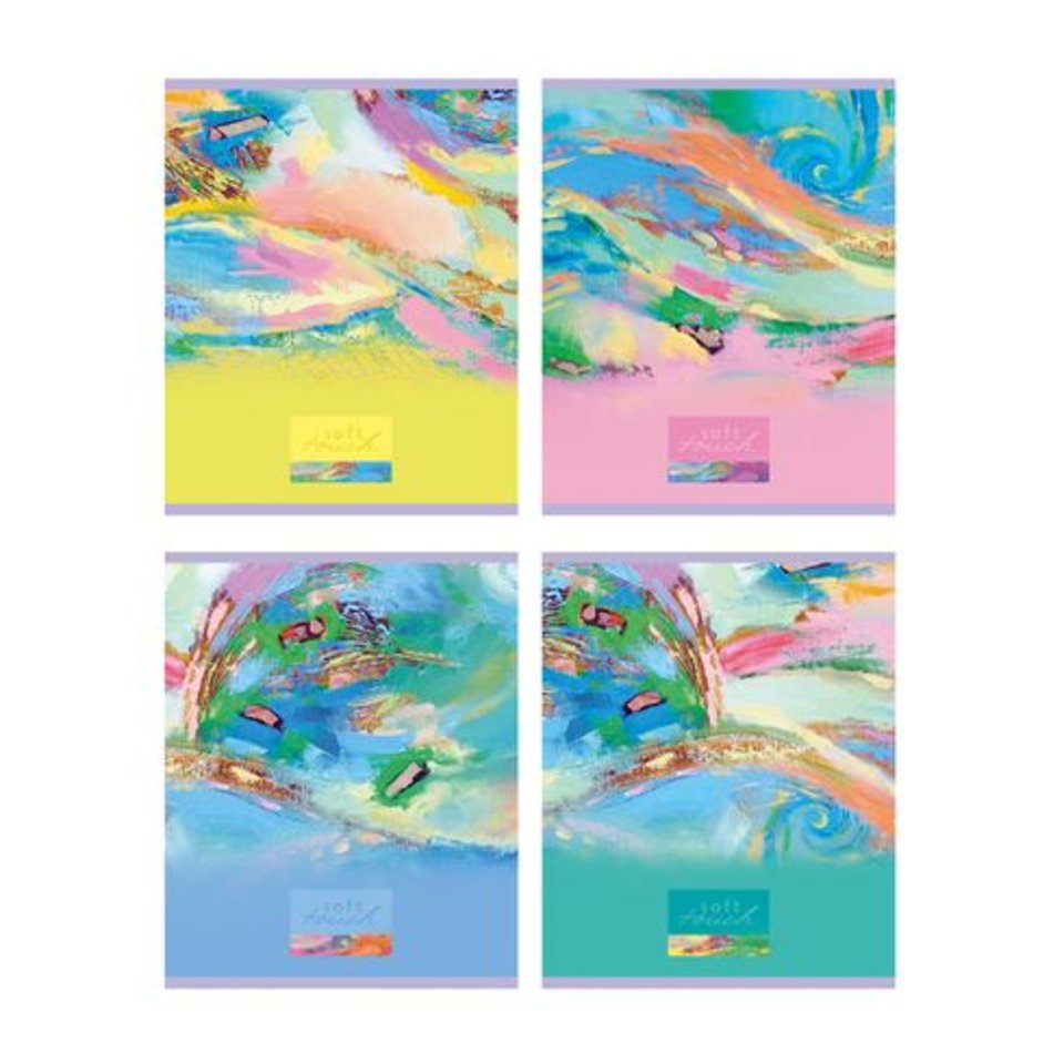 тетрадь 48 листов Soft touch 4 дизайна в клетку 5827 BG