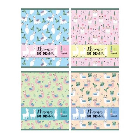 тетрадь 48 листов Lama 4 дизайна в клетку 6644 BG