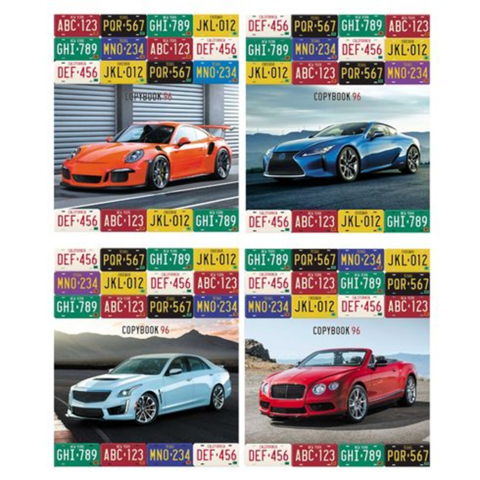 тетрадь 96 листов Car numbers 5305 в клетку BG