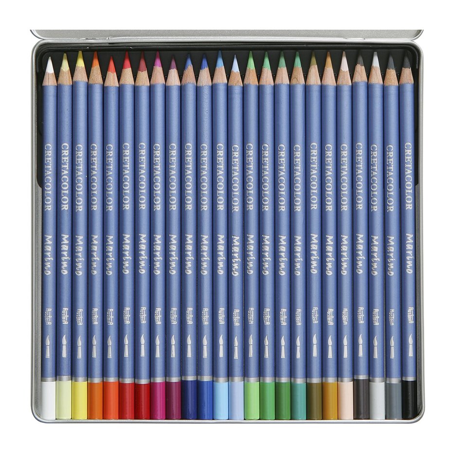 цветные карандаши 24 цвета CretacoloR Marino Акварельные металлическая упаковка