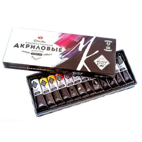 краски акриловые художественные набор 12 цветов 18мл Мастер-Класс туба