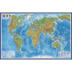 карта Мир физический 1:29М 101х66см КН038
