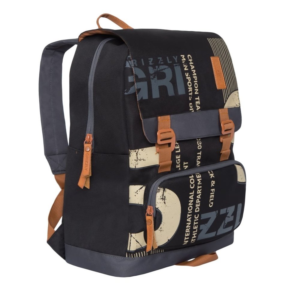 рюкзак для мальчика RU-929-1/2 черный/серый Grizzly