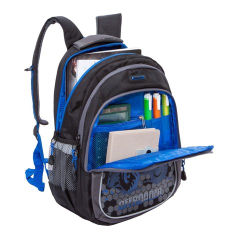 рюкзак для мальчика RB-860-4/1 черный/синий Grizzly