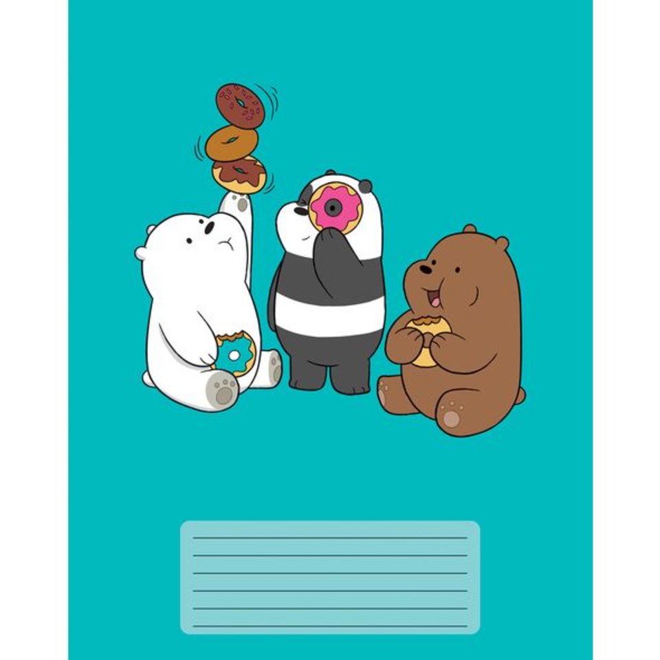 тетрадь 12 листов цветная Вся правда о медведях (We Bare Bears) в клетку (058157)