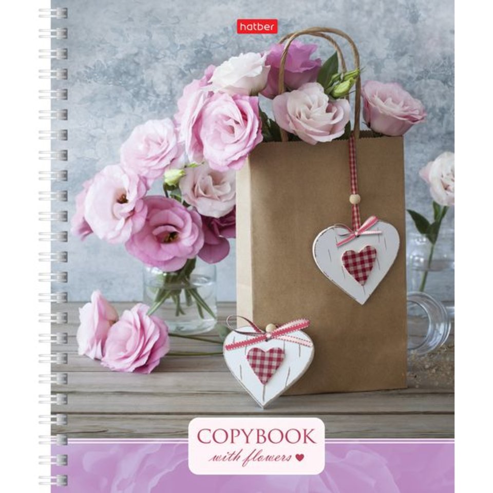 тетрадь 96 листов Flowers твердая обложка на гребне в клетку 10023 (035965) Хатбер