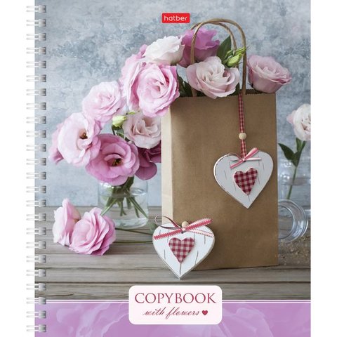 тетрадь 96 листов Flowers твердая обложка на гребне в клетку 10023 (035965) Хатбер