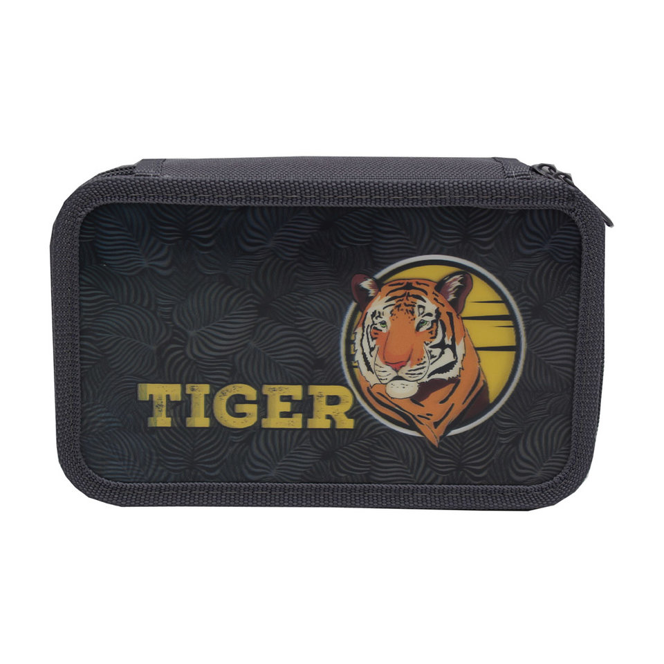 пенал Тигр в листьях 3D 2 отделения ПН-1979