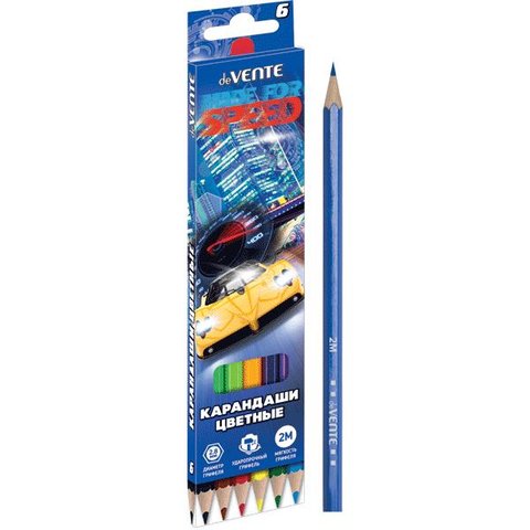 цветные карандаши 6 цветов DEVENTE Made for Speed шестигранные