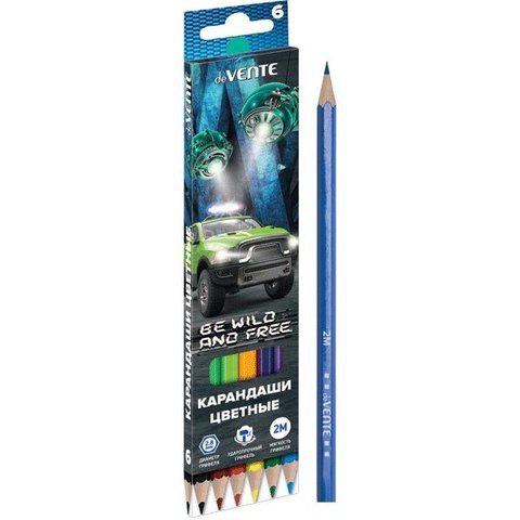 цветные карандаши 6 цветов DEVENTE Wild and Free шестигранные