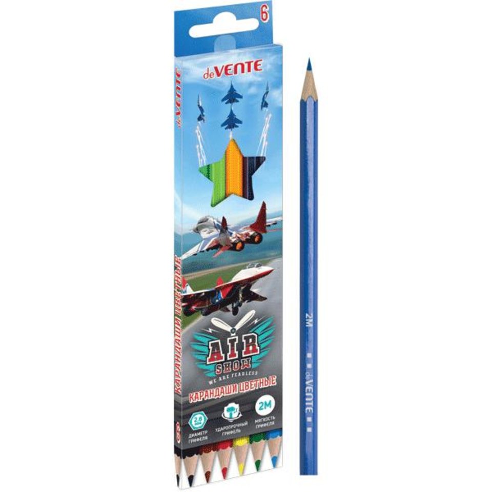 цветные карандаши 6 цветов DEVENTE Air Show шестигранные