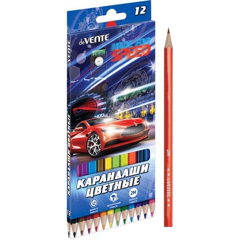 цветные карандаши 12 цветов DEVENTE Made for Speed шестигранные