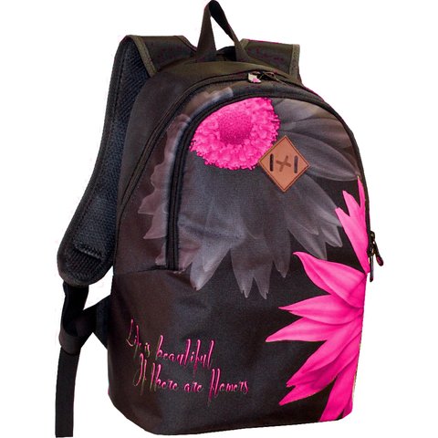 рюкзак для девочки Цветок черный/розовый 67206